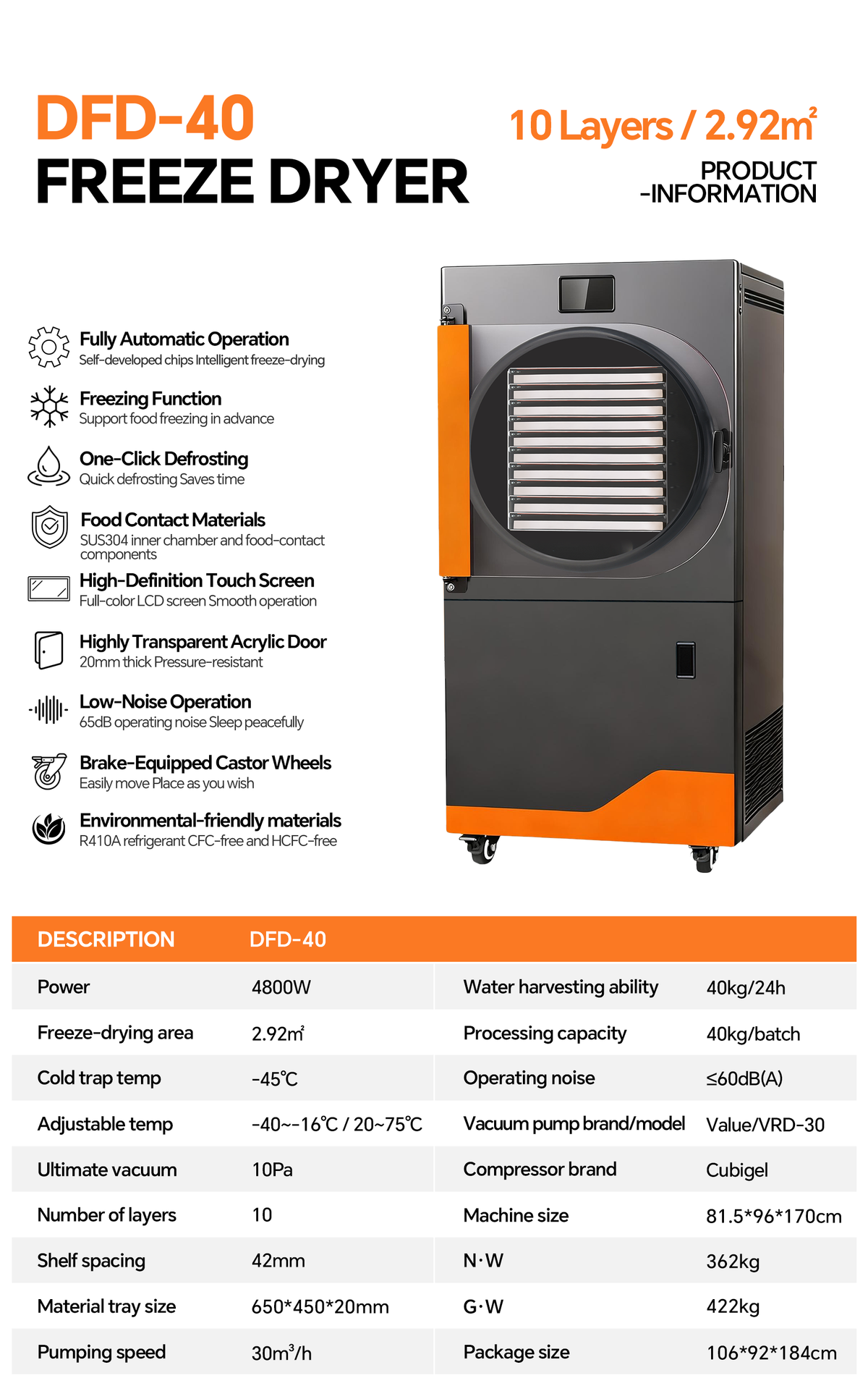 Dalle DFD-40 Commercial Freeze Dryer