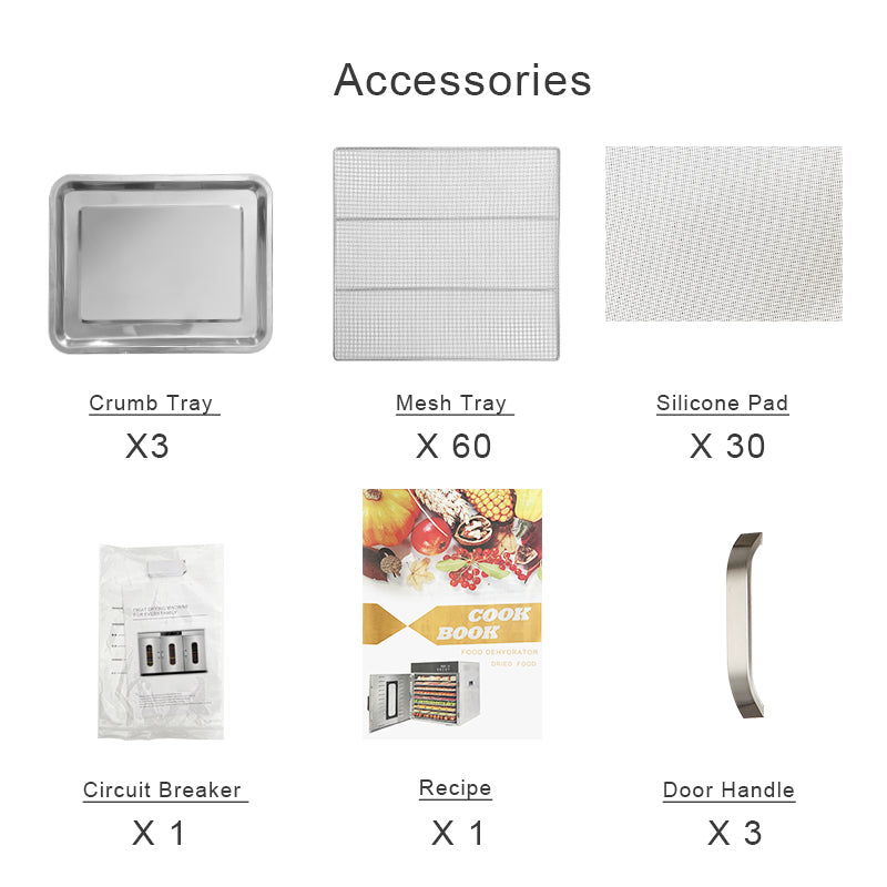 60 Layers Industrial Food Dehydrator Accessories -98.06 sq.ft Drying Area | Three Independent Drying Rooms | Digital Adjustable Timer | Temperature Control | Dryer for Jerky, Herb, Meat, Beef, Fruit and Vegetables