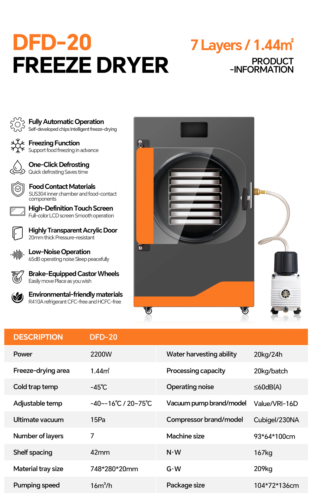 Dalle DFD-20 Commercial Freeze Dryer