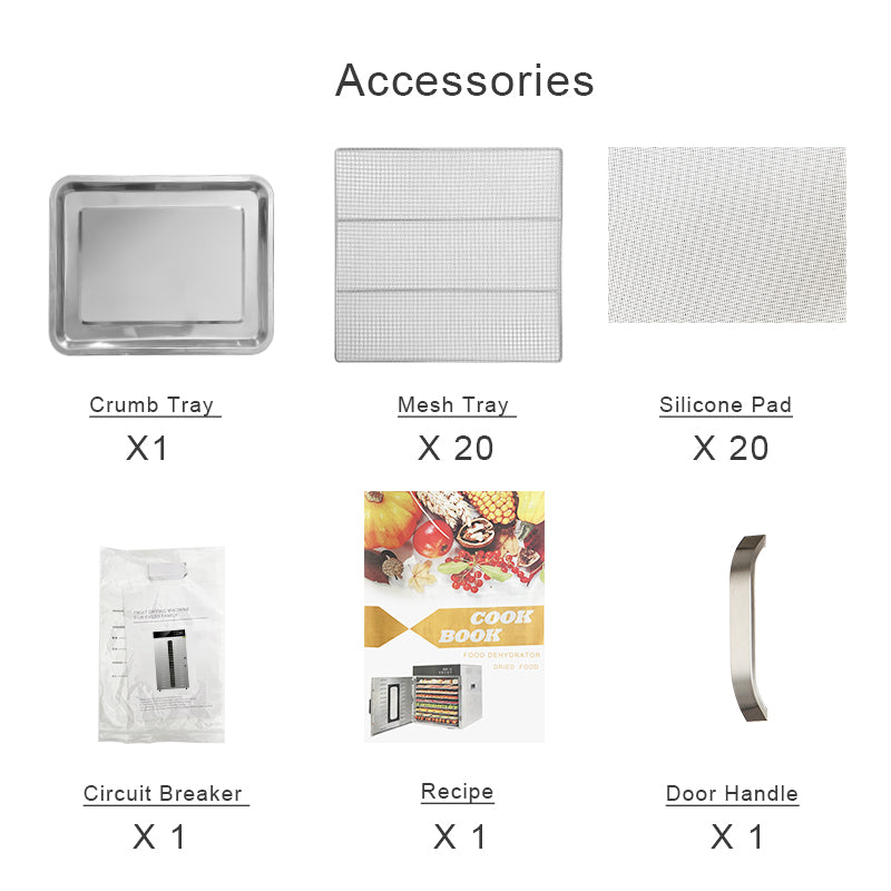 20 Layers Commercial Food Dehydrator  Accessories-32.69 sq.ft Drying Area | Digital Adjustable Timer | Temperature Control | Dryer for Jerky, Herb, Meat, Beef, Fruit and Vegetables
