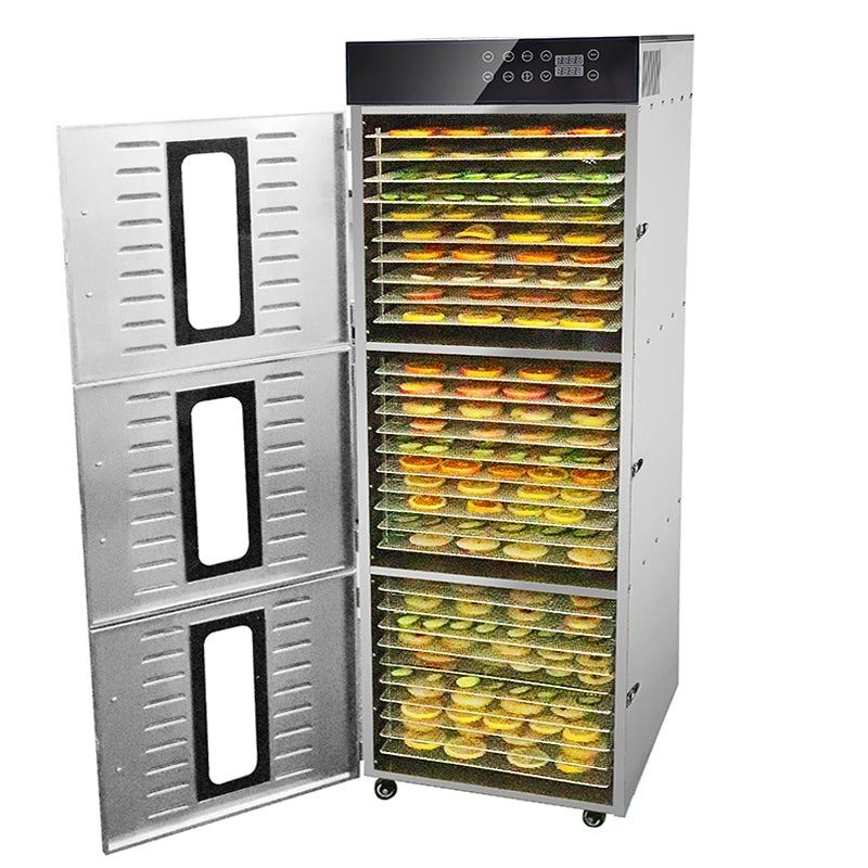 Deshidratador comercial de alimentos de 30/36 capas - Área de secado de 49.03/58.84 pies cuadrados | Tres cámaras de secado independientes | Temporizador digital ajustable 